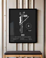 Framed Detailed Airport Map of New Century Aircenter Airport (IXD) in Gray with a Black Frame
