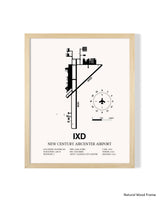 Detailed Airport Map of New Century Aircenter Airport (IXD) in White with a Natural Frame