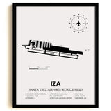 Framed Detailed Airport Map of Santa Ynez Airport / Kunkle Field (IZA) in White with a Black Frame