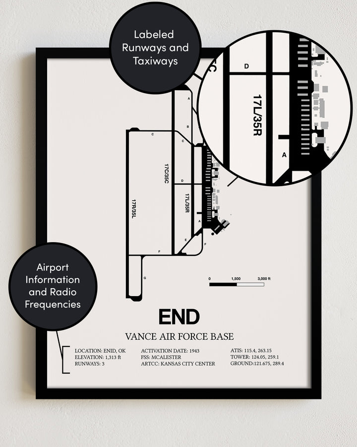 END Airport Map, Vance Air Force Base Print