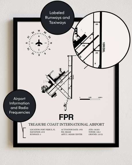 FPR Airport Map, Treasure Coast International Airport Print