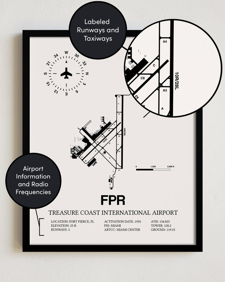 FPR Airport Map, Treasure Coast International Airport Print