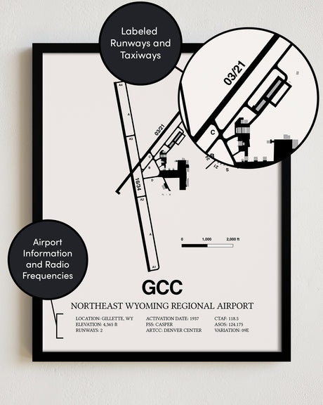 GCC Airport Map, Northeast Wyoming Regional Airport Print