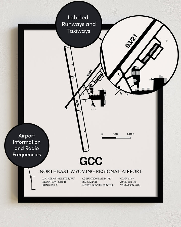 GCC Airport Map, Northeast Wyoming Regional Airport Print