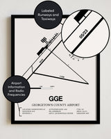 GGE Airport Map, Georgetown County Airport Print