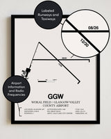 GGW Airport Map, Wokal Field / Glasgow-Valley County Airport Print