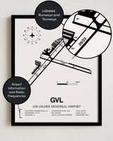 GVL Airport Map, Lee Gilmer Memorial Airport Print