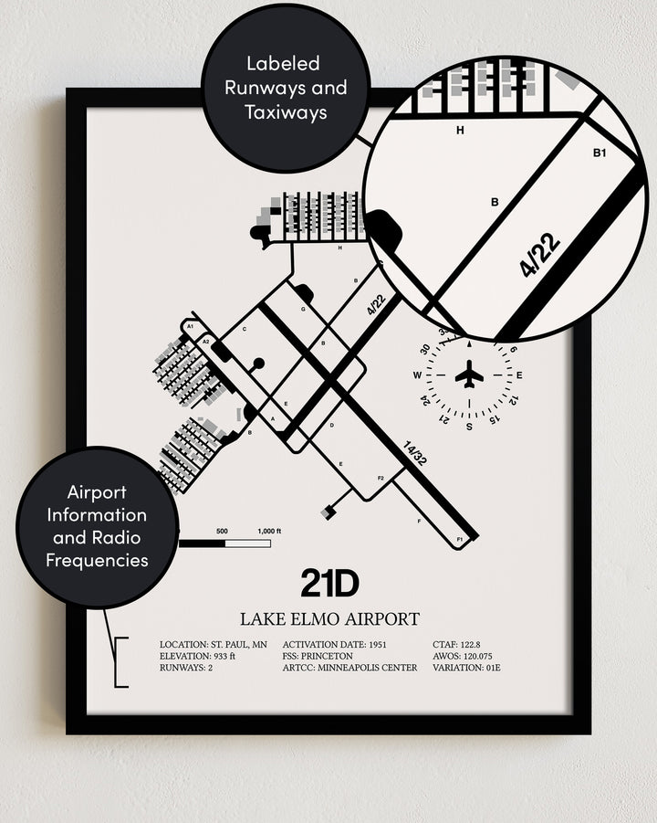 21D Airport Map, Lake Elmo Airport Print