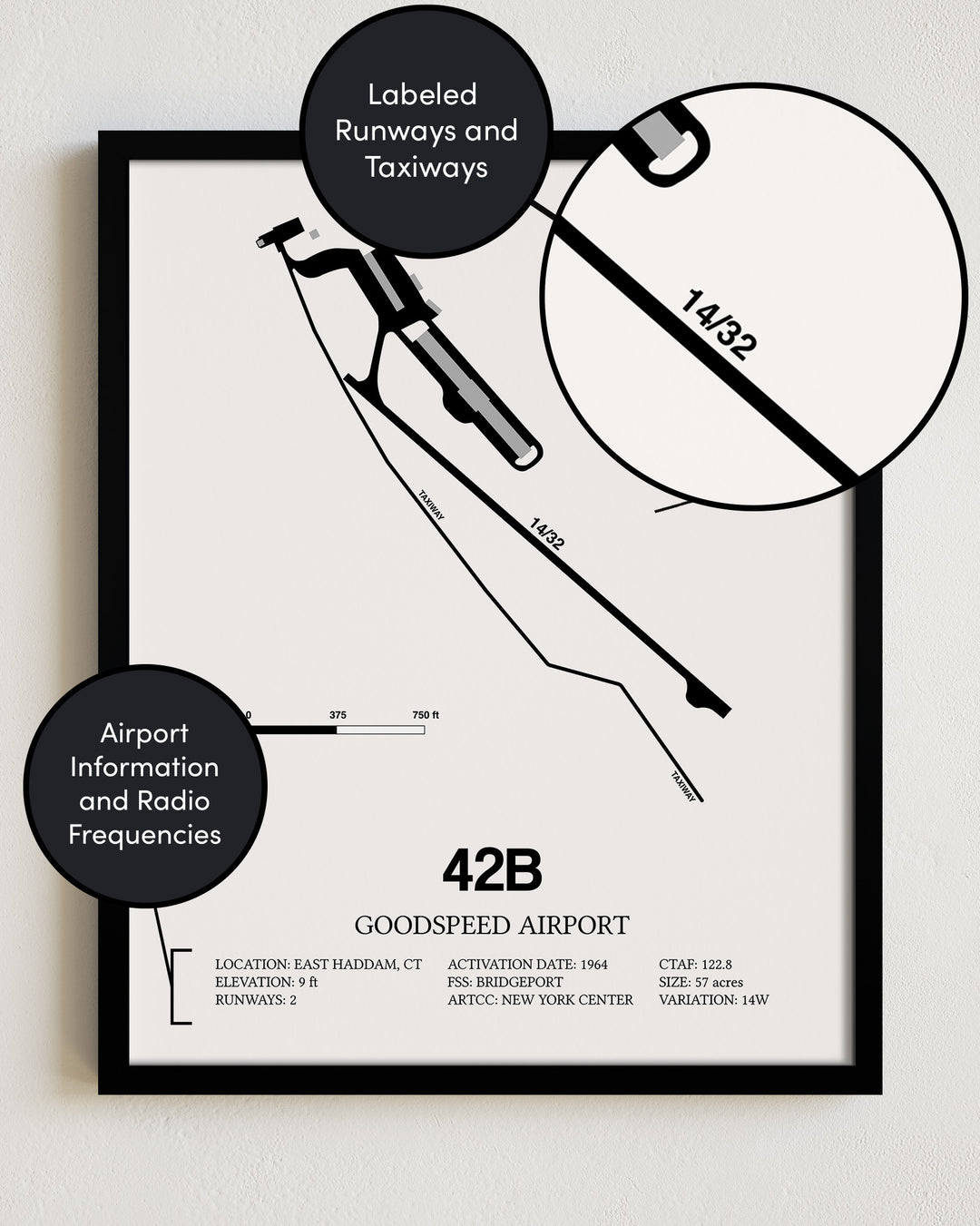 42B Airport Map, Goodspeed Airport Print