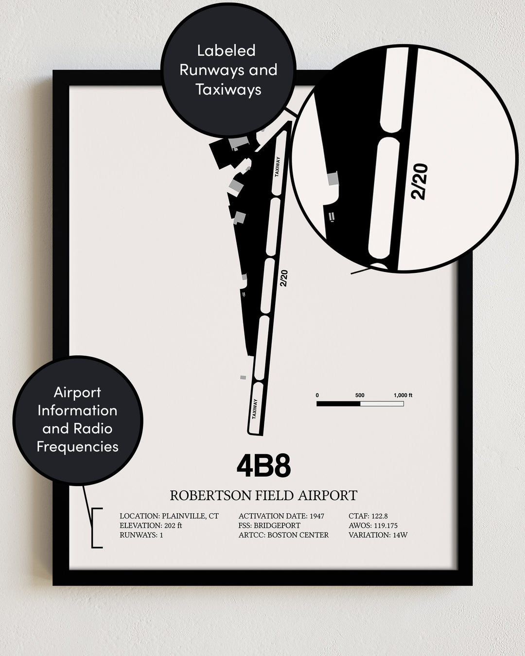 4B8 Airport Map, Robertson Field Airport Print