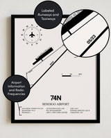 74N Airport Map, Bendigo Airport Print