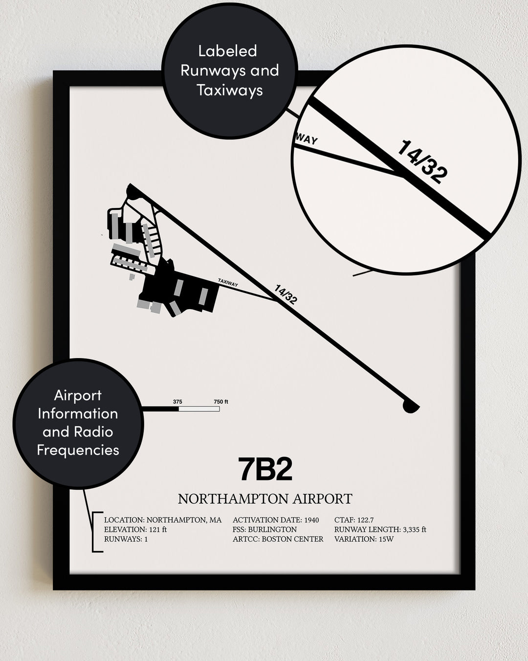 7B2 Airport Map, Northampton Airport Print