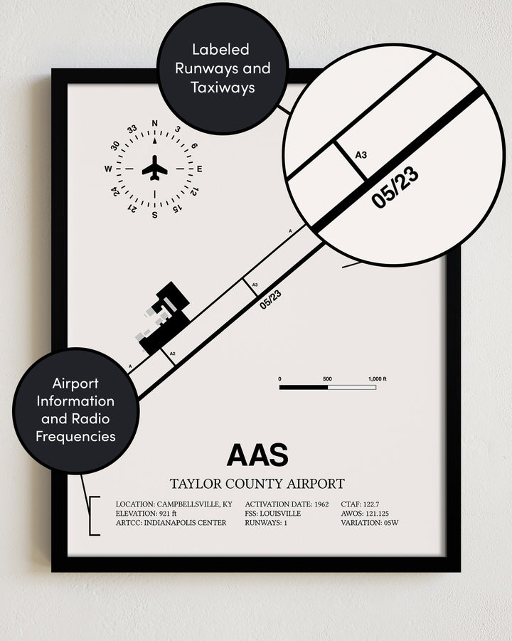 AAS Airport Map, Taylor County Airport Print