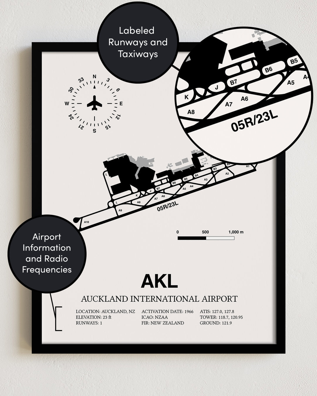 AKL Airport Map, Auckland International Airport Print
