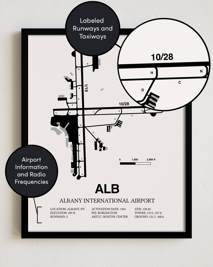 ALB Airport Map, Albany International Airport Print