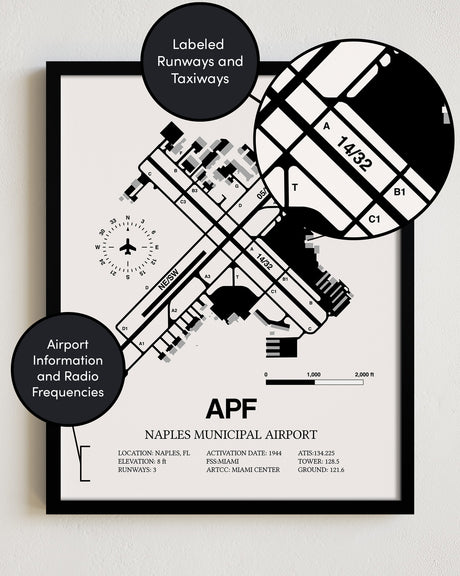 APF Airport Map, Naples Municipal Airport Print