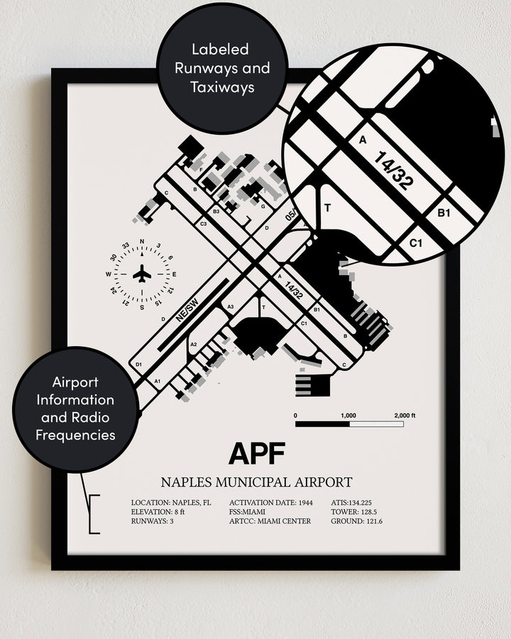 APF Airport Map, Naples Municipal Airport Print