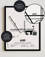ARR Airport Map, Aurora Municipal Airport Print