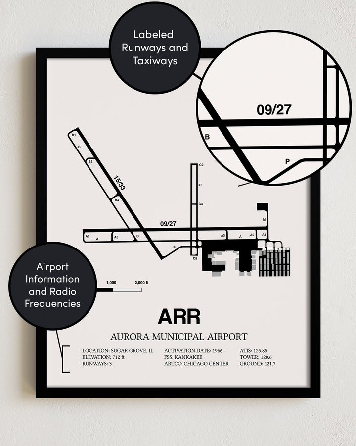 ARR Airport Map, Aurora Municipal Airport Print