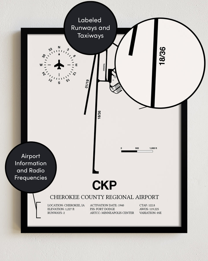 CKP Airport Map, Cherokee County Regional Airport Print