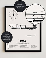 CMA Airport Map, Camarillo Airport Print