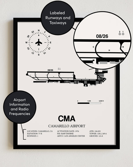 CMA Airport Map, Camarillo Airport Print