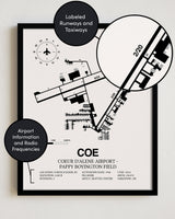 COE Airport Map, Coeur d'Alene Airport - Pappy Boyington Field Print