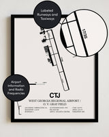 CTJ Airport Map, West Georgia Regional Airport/O. V. Gray Field Print