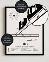 DAG Airport Map, Barstow-Daggett Airport Print