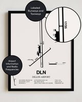 DLN Airport Map, Dillon Airport Print