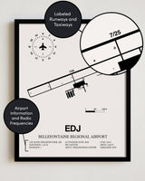 EDJ Airport Map, Bellefontaine Regional Airport Print