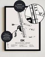 EIK Airport Map, Erie Municipal Airport Print