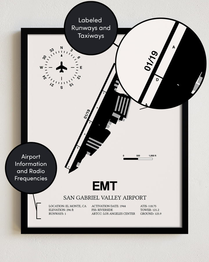 EMT Airport Map, San Gabriel Valley Airport Print