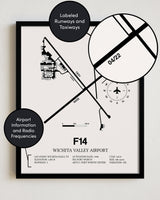 F14 Airport Map, Wichita Valley Airport Print