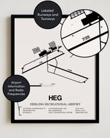 HEG Airport Map, Herlong Recreational Airport Print