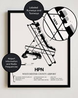 HPN Airport Map, Westchester County Airport Print