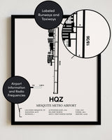 HQZ Airport Map, Mesquite Metro Airport Print