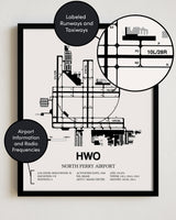 HWO Airport Map, North Perry Airport Print