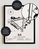 ILG Airport Map, New Castle Airport Print