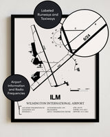 ILM Airport Map, Wilmington International Airport Print
