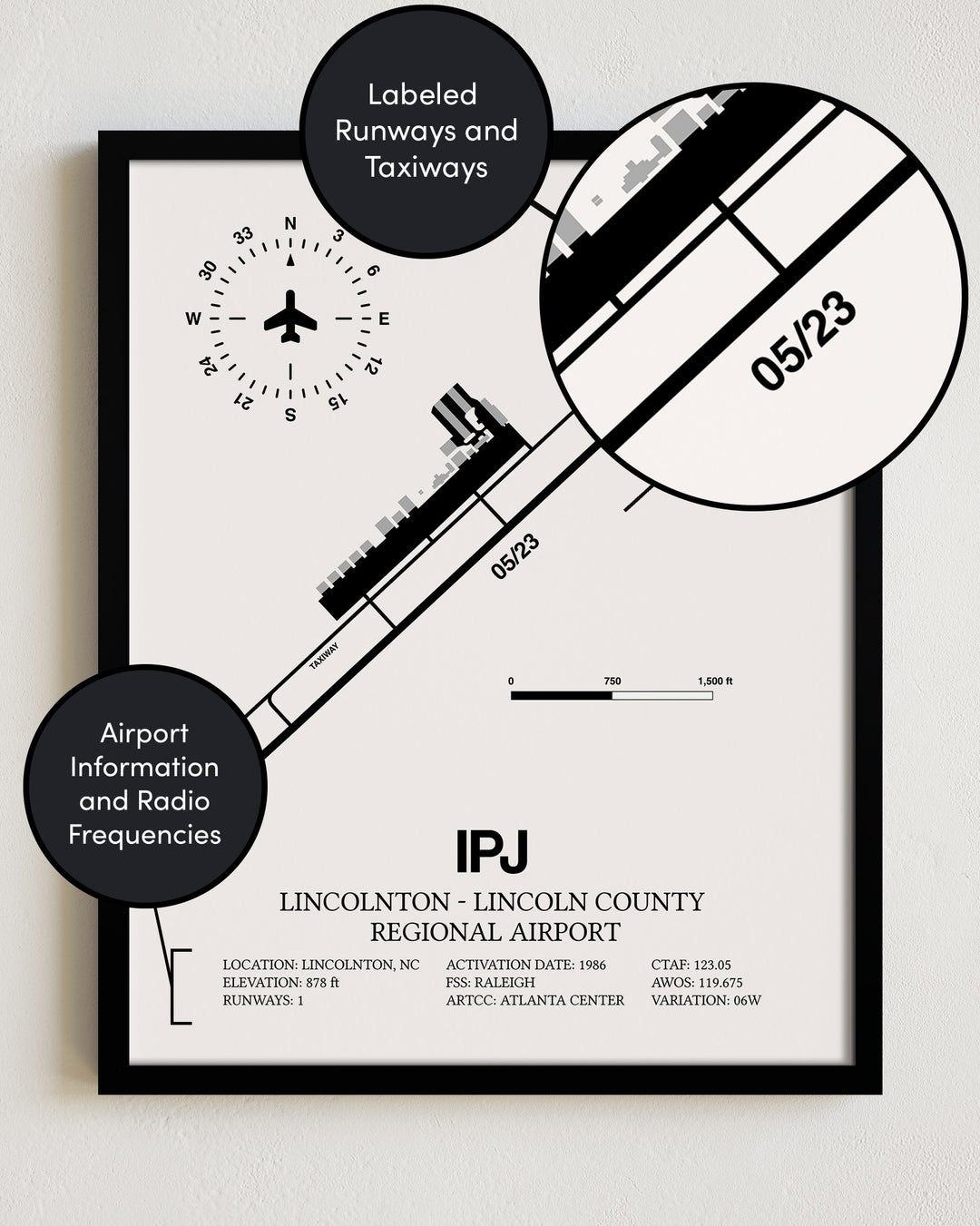IPJ Airport Map, Lincolnton-Lincoln County Regional Airport Print