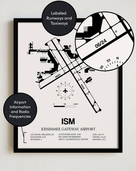 ISM Airport Map, Kissimmee Gateway Airport Print