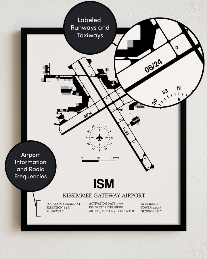 ISM Airport Map, Kissimmee Gateway Airport Print