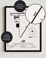 JZI Airport Map, Charleston Executive Airport Print