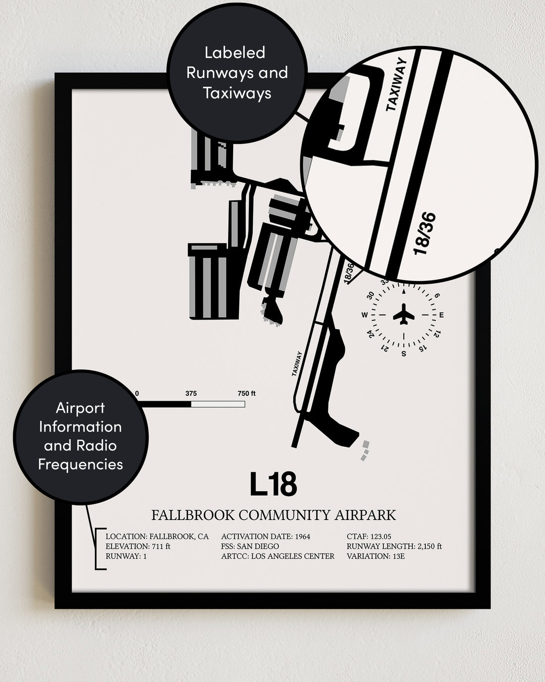 L18 Airport Map, Fallbrook Community Airpark Print