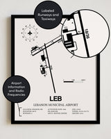 LEB Airport Map, Lebanon Municipal Airport Print