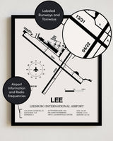 LEE Airport Map, Leesburg International Airport Print