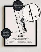 LHM Airport Map, Lincoln Regional Airport/Karl Harder Field Print