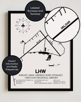 LHW Airport Map, Wright Army Airfield (Fort Stewart) / Midcoast Regional Airport Print