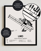 LMO Airport Map, Vance Brand Airport Print